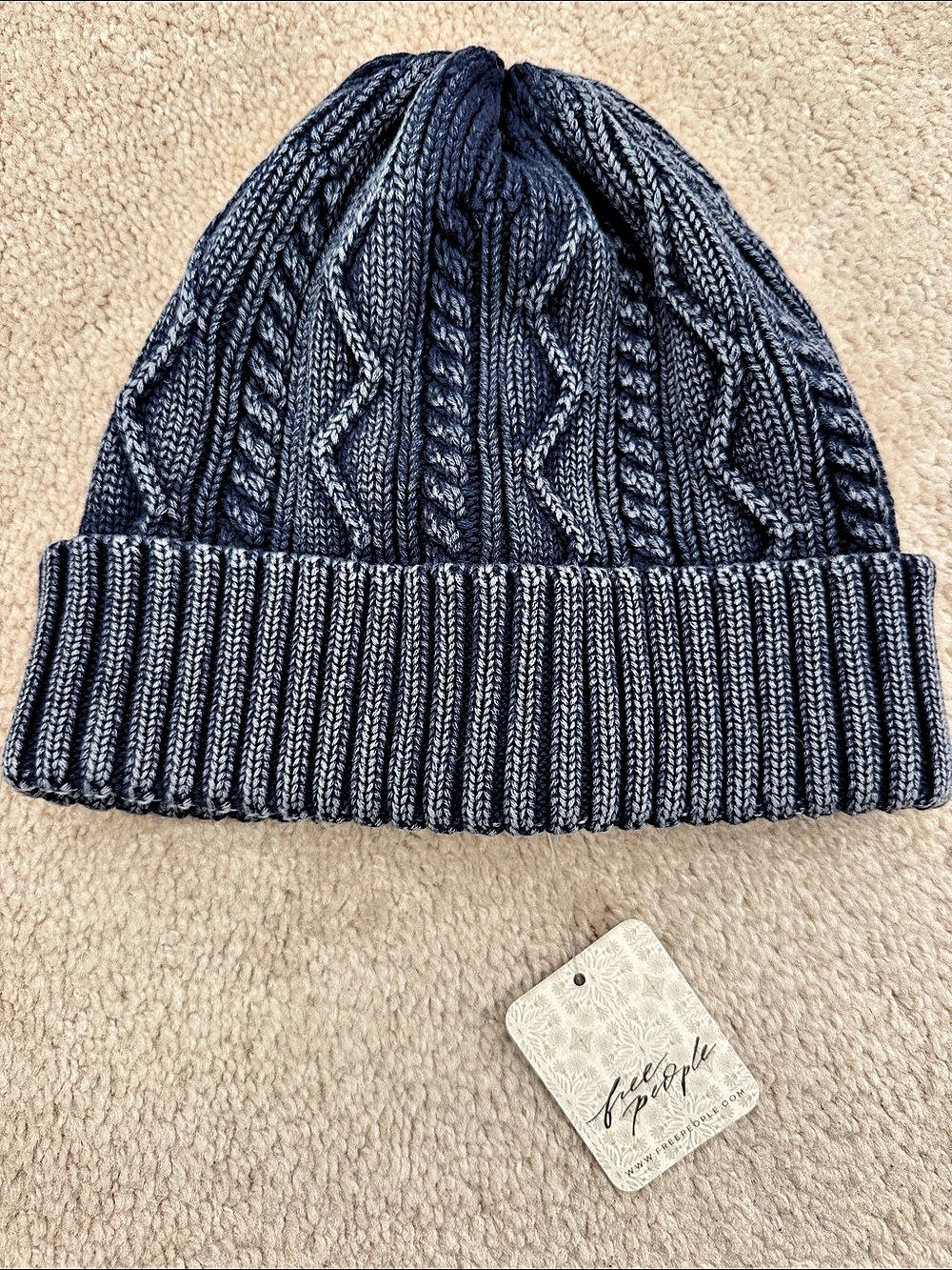 Free People Coast Line Cable Beanie Blue